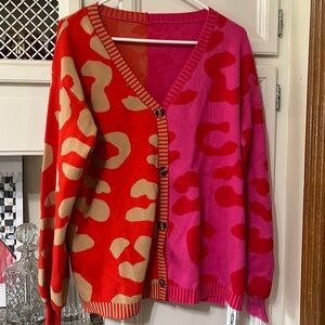 Pink and Red Cardigan.